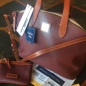Dooney & Bourke Cranberry Satchel AND Wristlet
